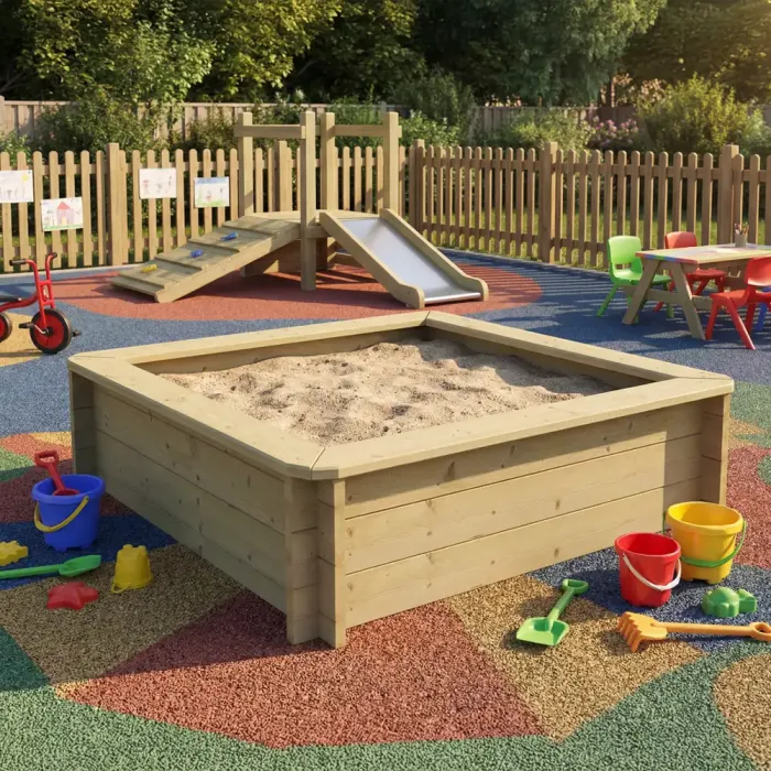Wooden Sandpit - 1.5m x 1.5m – 429mm Height – 27mm Thick Wall
