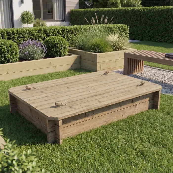 Wooden Sandpit - 1.5m x 1m – 295mm Height – 27mm Thick Wall - Inc Heavy Duty Lid