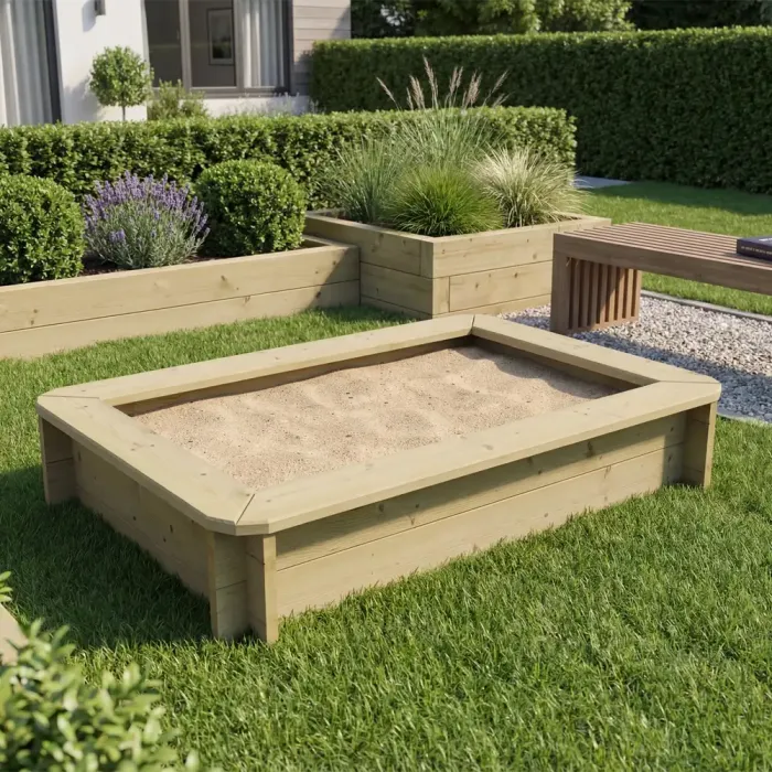 Wooden Sandpit - 1.5m x 1m – 295mm Height – 27mm Thick Wall