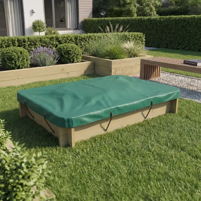 Wooden Sandpit - 1.5m x 1m – 295mm Height – 27mm Thick Wall - Inc Tarpaulin Cover