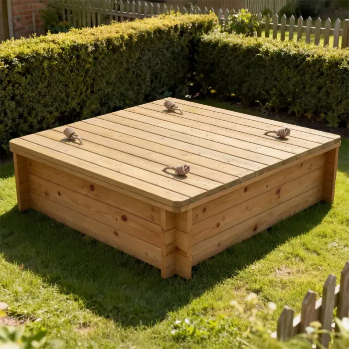 Wooden Sandpit - 1m x 1m – 429mm Height – 27mm Thick Wall - Inc Heavy Duty Lid
