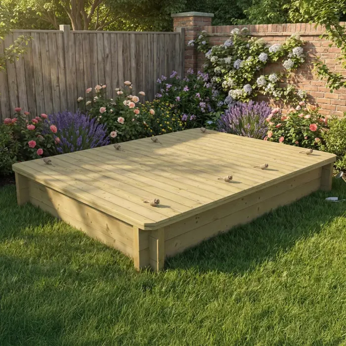 Wooden Sandpit - 2m x 1.5m – 295mm Height – 44mm Thick Wall - Inc Heavy Duty Lid