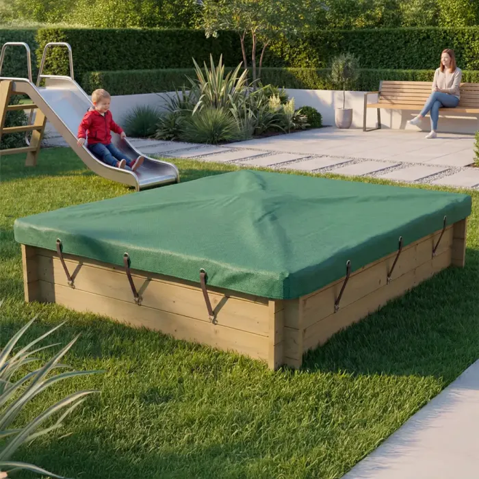 Wooden Sandpit - 2m x 1.5m – 429mm Height – 27mm Thick Wall - Inc Tarpaulin Cover