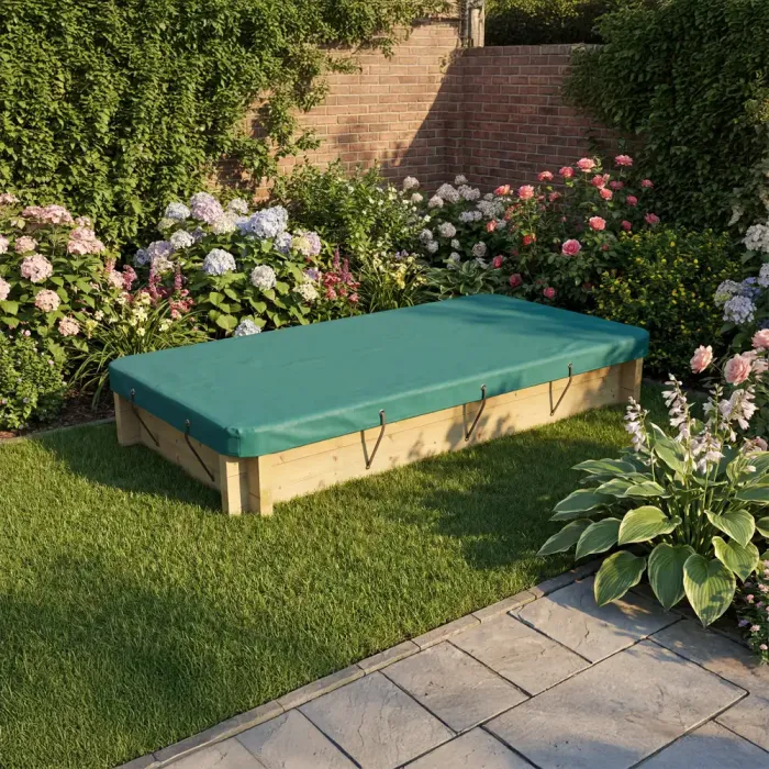 Wooden Sandpit - 2m x 1m – 295mm Height – 44mm Thick Wall inc Tarpaulin Cover