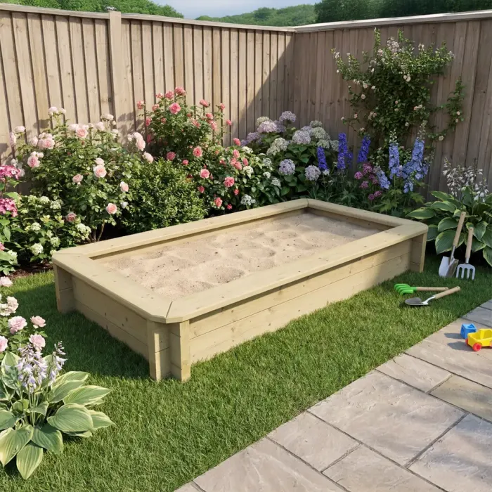 Wooden Sandpit - 2m x 1m – 295mm Height – 44mm Thick Wall