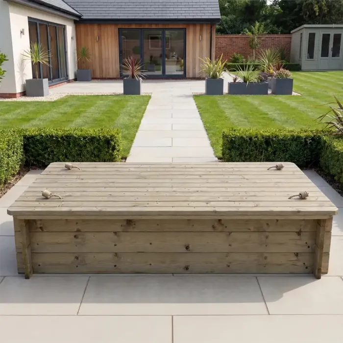 Wooden Sandpit - 2m x 1m – 429mm Height – 27mm Thick Wall - Inc Heavy Duty Lid