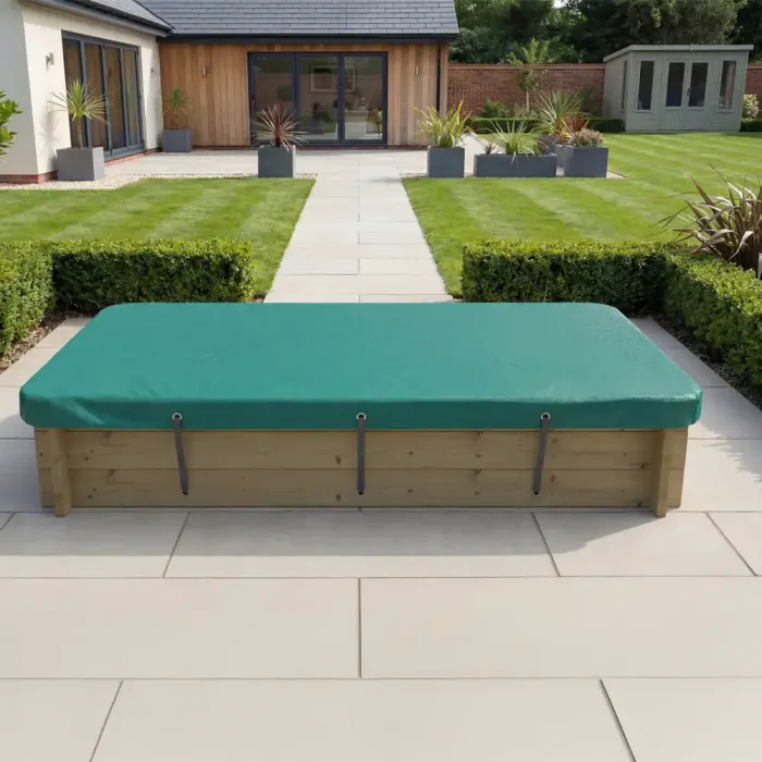 Wooden Sandpit - 2m x 1m – 429mm Height – 27mm Thick Wall - Inc Tarpaulin Cover