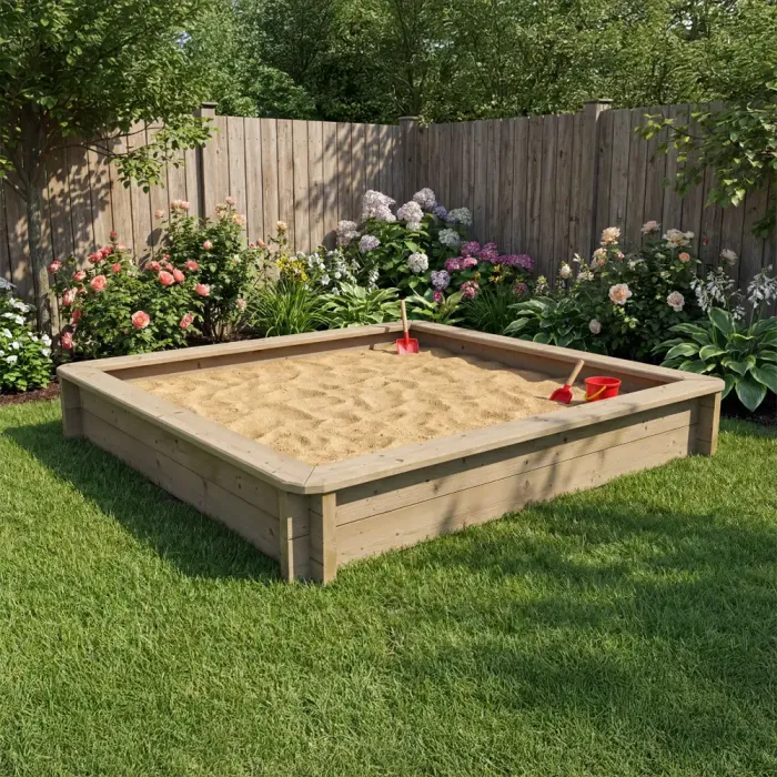 Wooden Sandpit - 2m x 2m – 295mm Height – 44mm Thick Wall