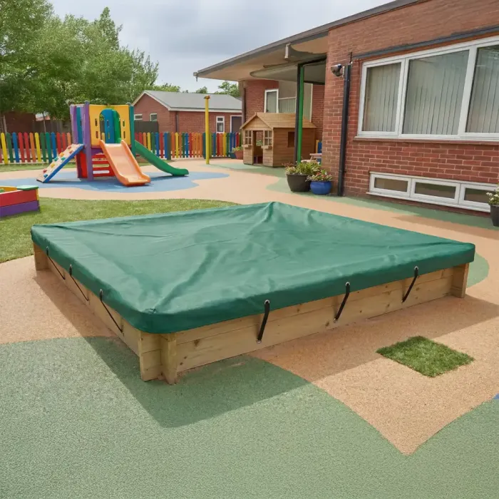 Wooden Sandpit - 2m x 2m – 295mm Height – 27mm Thick Wall - Inc Tarpaulin Cover