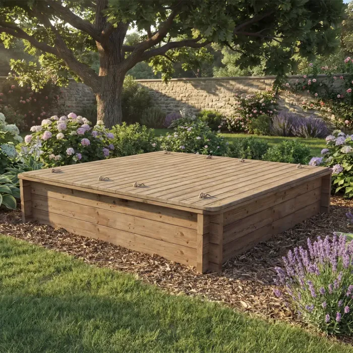 Wooden Sandpit - 2m x 2m – 429mm Height – 44mm Thick Wall - Inc Heavy Duty Lid