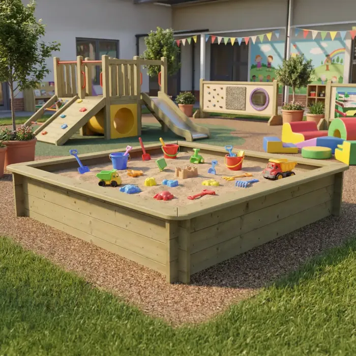 Wooden Sandpit - 2m x 2m – 429mm Height – 27mm Thick Wall