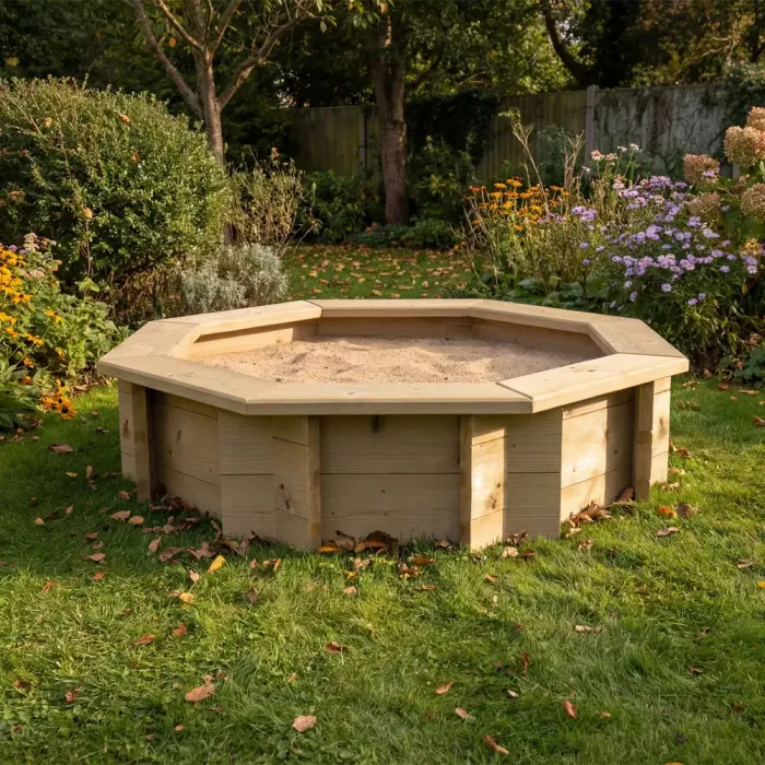 Wooden Sandpit - 4ft Octagonal – 295mm Height – 27mm Thick Wall
