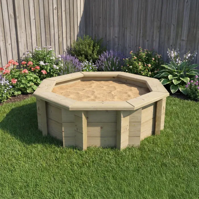 Wooden Sandpit - 4ft Octagonal – 429mm Height – 44mm Thick Wall