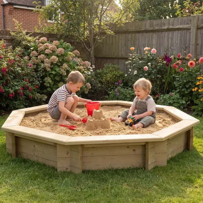 Wooden Sandpit - 6ft Octagonal – 295mm Height – 27mm Thick Wall