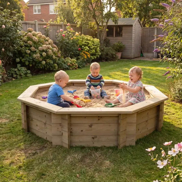 Wooden Sandpit - 6ft Octagonal – 429mm Height – 27mm Thick Wall