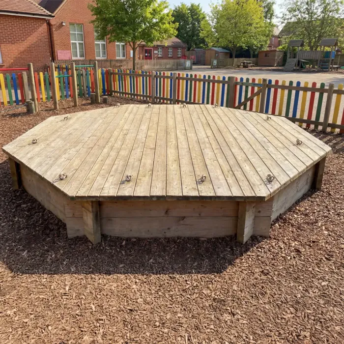 Wooden Sandpit - 8ft Octagonal – 295mm Height – 44mm Thick Wall - Inc Heavy Duty Lid