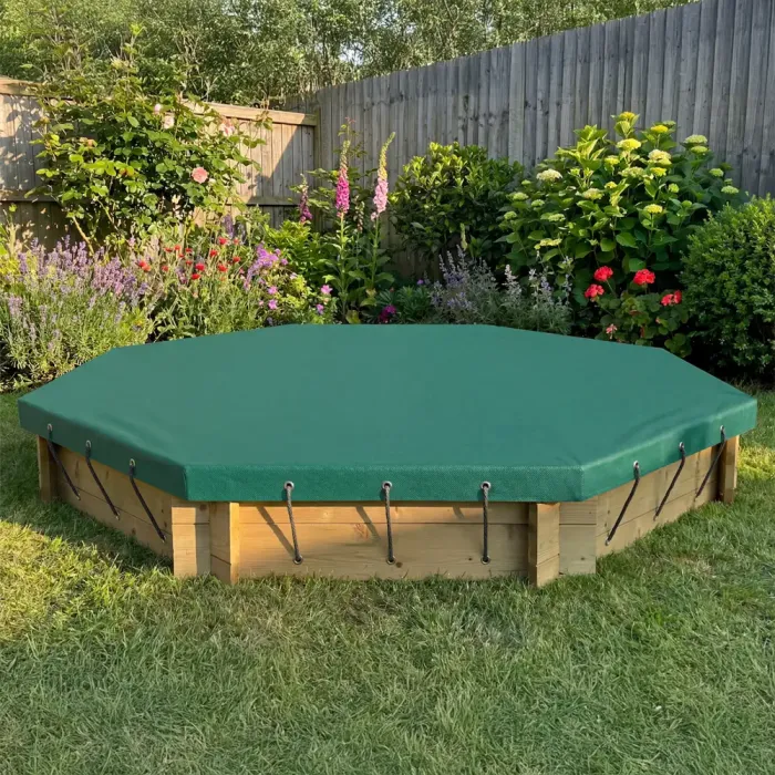 Wooden Sandpit - 8ft Octagonal – 295mm Height – 27mm Thick Wall - Inc Tarpaulin Cover