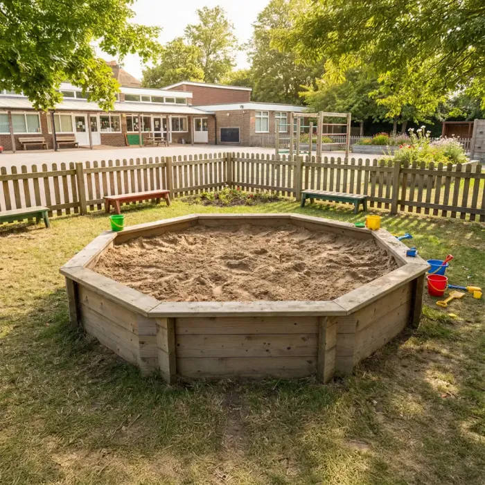 Wooden Sandpit - 8ft Octagonal – 429mm Height – 44mm Thick Wall