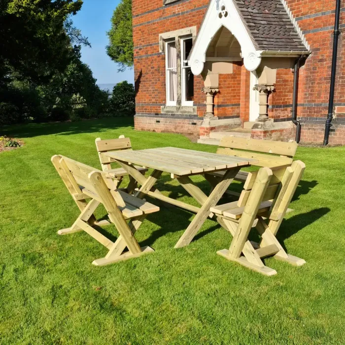 Ashcombe 6 Seater Table Set with 2 Seats and 2 Benches