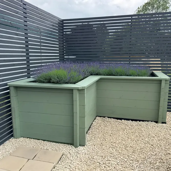 Wooden L-Shaped Corner Planter 