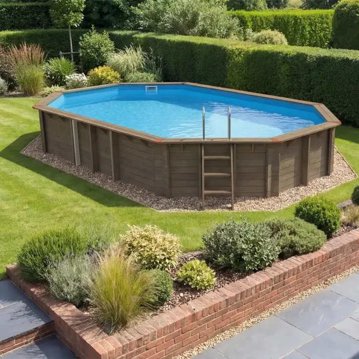 8.04m x 5.6m Stretched Octagonal Wooden Swimming Pool