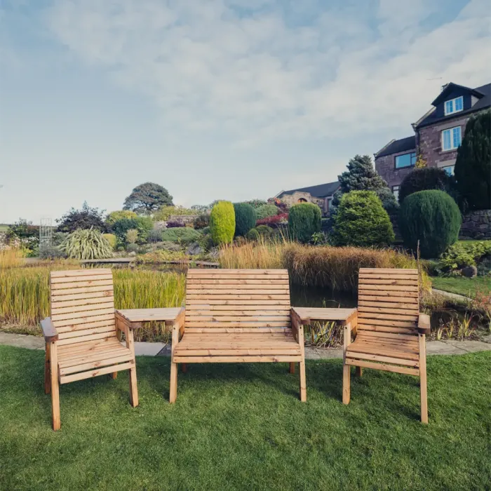 Valley Angled Seat Set - 1 of 2 Seater Bench & 2 of 1 Seater Chairs and Tray