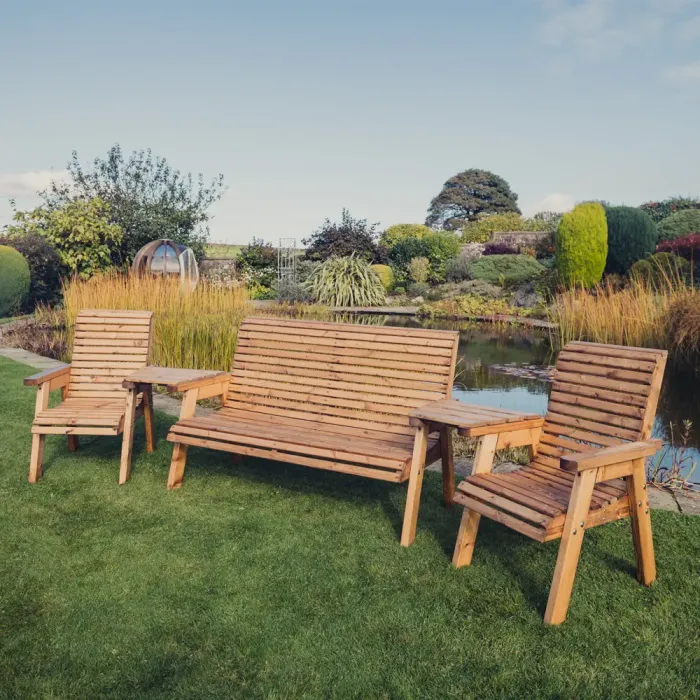 Valley Angled Seat Set - 1 of 3 Seater Bench & 2 of 1 Seater Chairs and Tray