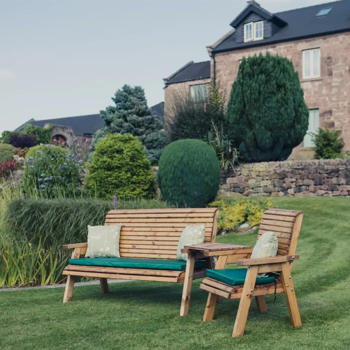 Valley Angled 4 Seater Set - 1 of 3 Seater Bench and 1 of 1 Seater Chairs and Tray