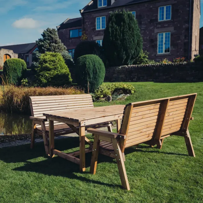 Valley 6 Seater Table Set with 2 of 3 Seater Benches