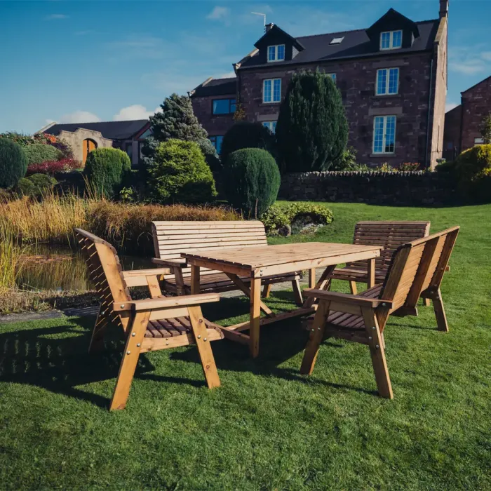 Valley 10 Seater Table Set with 2 of 3 Seater and 2 of 2 Seater Benches