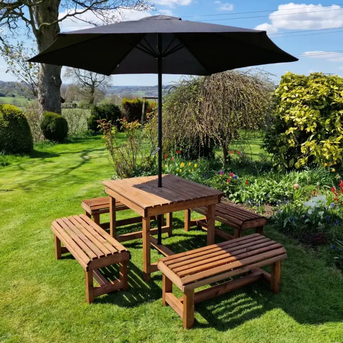 Valley Contemporary Table and Backless Bench Set - Seats 8