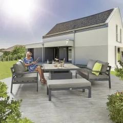 Tutbury Square Dual Height Table with 2 Sofas and 2 Large Benches