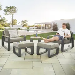 Sandon Chair and Footstool Set With Side Table
