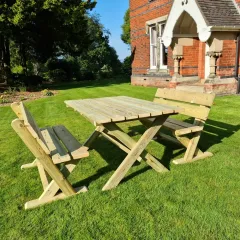 Ashcombe 4 Seater Table Set with 2 of 2 Seater Benches