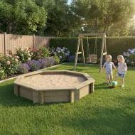 Wooden Sandpit - 6ft Octagonal – 295mm Height – 44mm Thick Wall