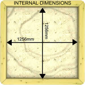 Image of Internal Dimensions of a 44mm 1.5m x 1.5m Sandpit