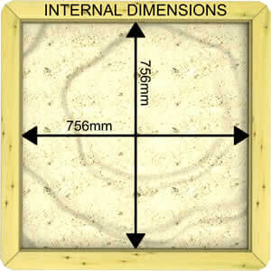 Image of Internal Dimensions of a 44mm 1m x 1m Sandpit