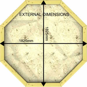 Image of External Dimensions of a 44mm 6ft Sandpit